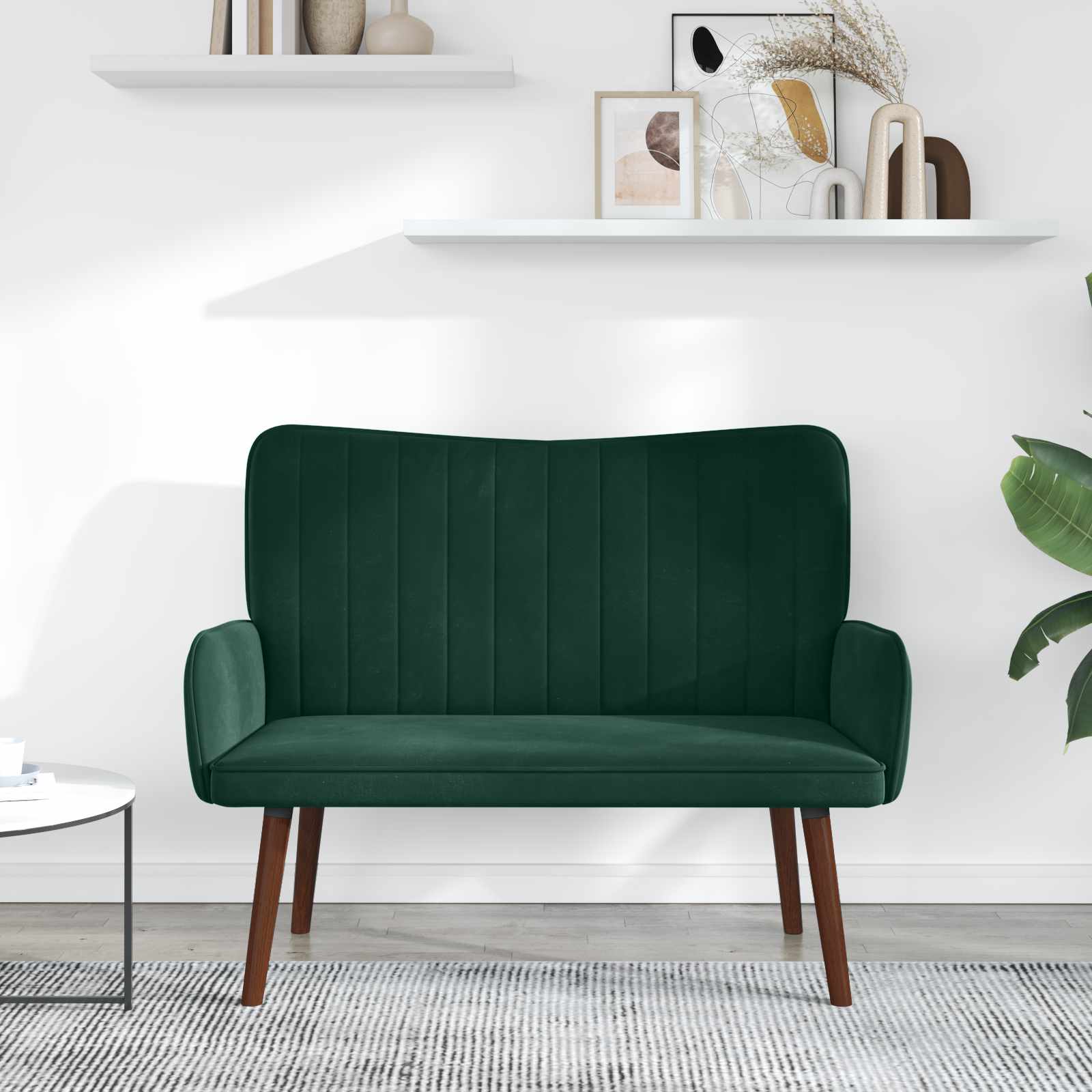 vidaXL Sofa dwuosobowa Ciemnozielony 115 x 61 x 87 cm Welur