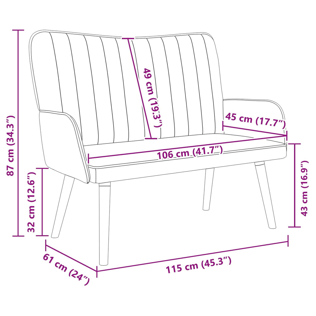 vidaXL Sofa dwuosobowa Ciemnozielony 115 x 61 x 87 cm Welur
