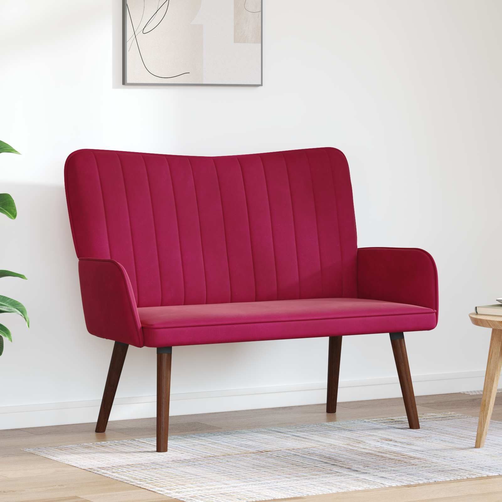 vidaXL Sofa dwuosobowa Czerwone wino 115 x 61 x 87 cm Welur