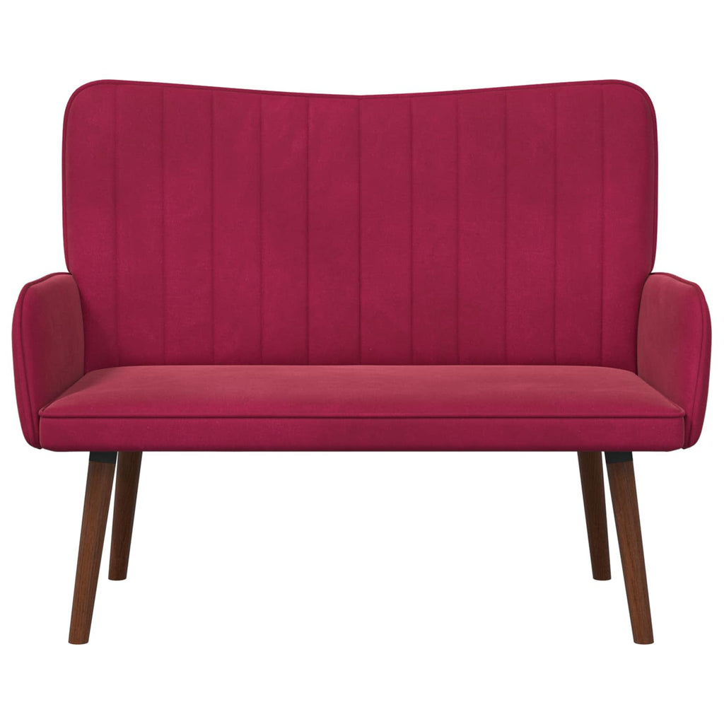 vidaXL Sofa dwuosobowa Czerwone wino 115 x 61 x 87 cm Welur
