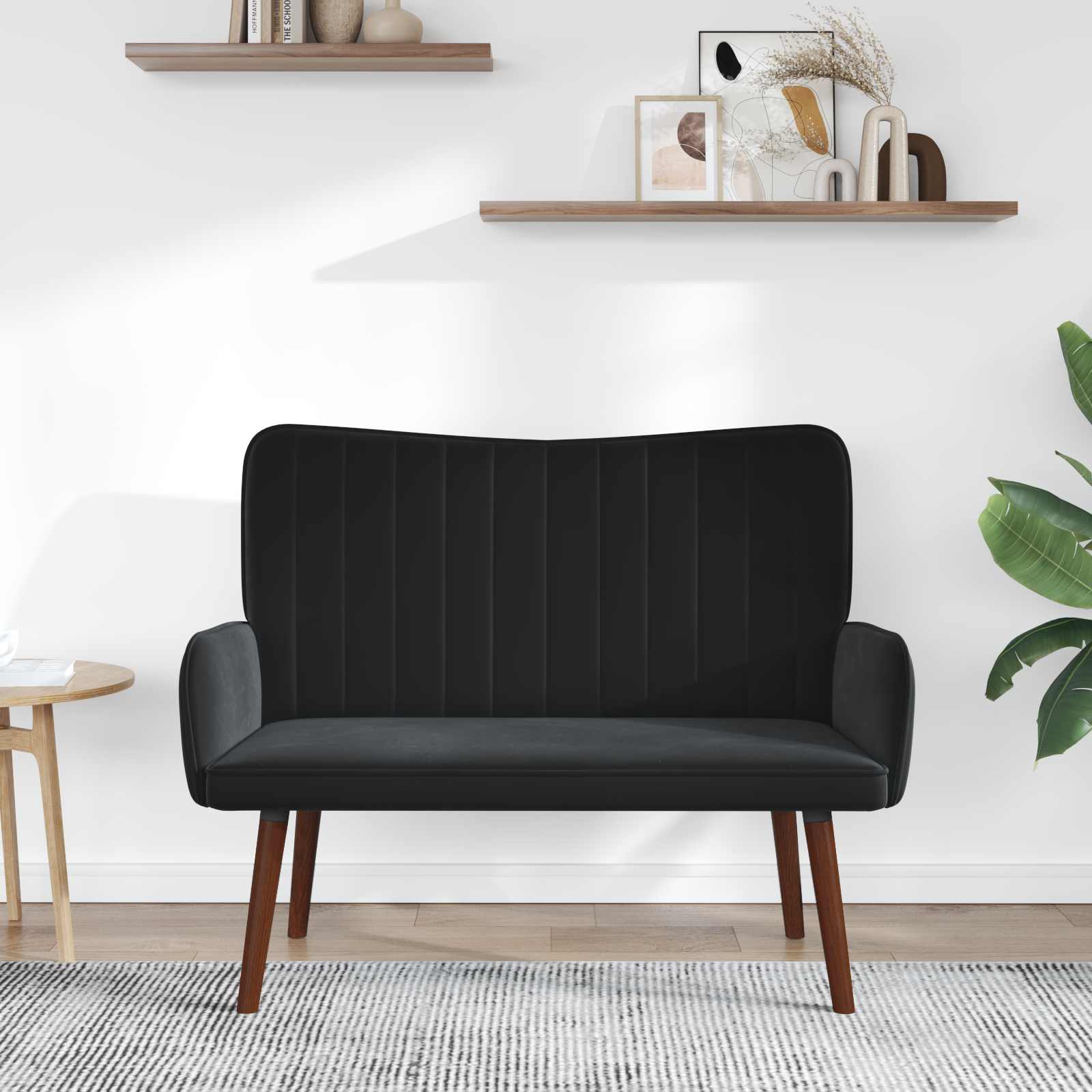 vidaXL Sofa dwuosobowa Czarny 115 x 61 x 87 cm Welur