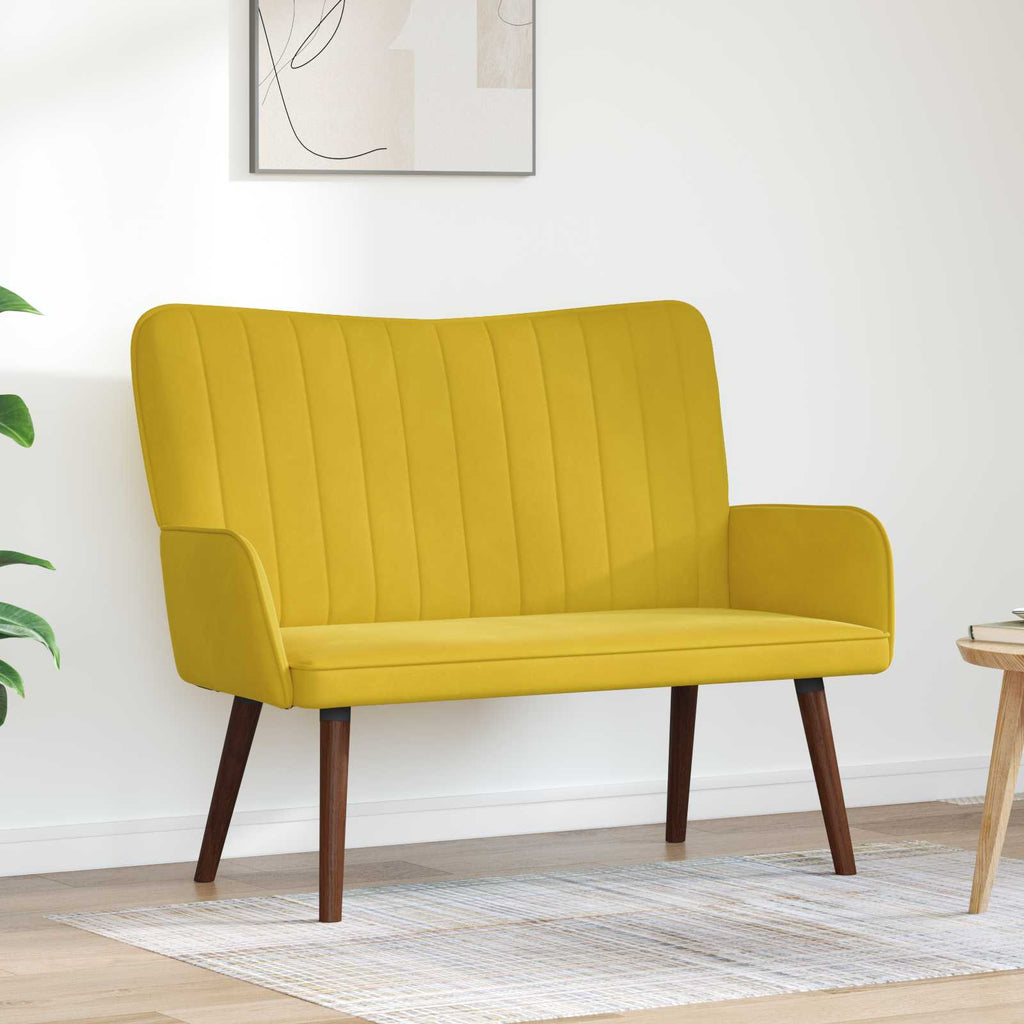 vidaXL Sofa dwuosobowa żółty 115 x 61 x 87 cm Welur