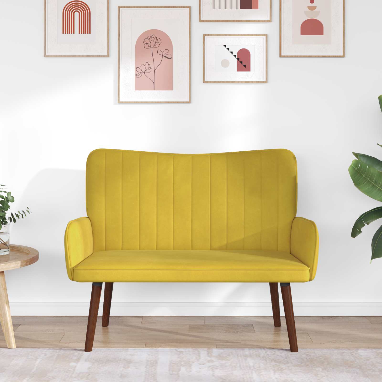vidaXL Sofa dwuosobowa żółty 115 x 61 x 87 cm Welur