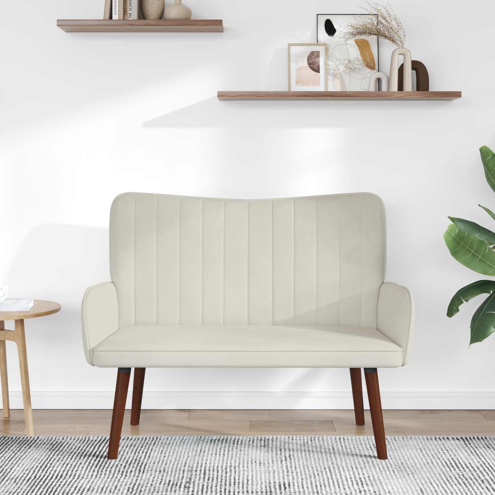 vidaXL Sofa dwuosobowa kremowy 115 x 61 x 87 cm Welur