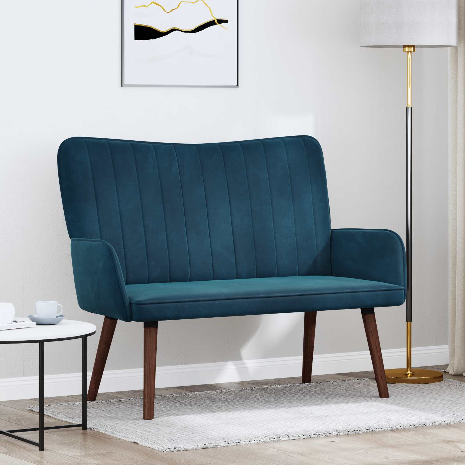 vidaXL Sofa dwuosobowa niebieski 115 x 61 x 87 cm Welur