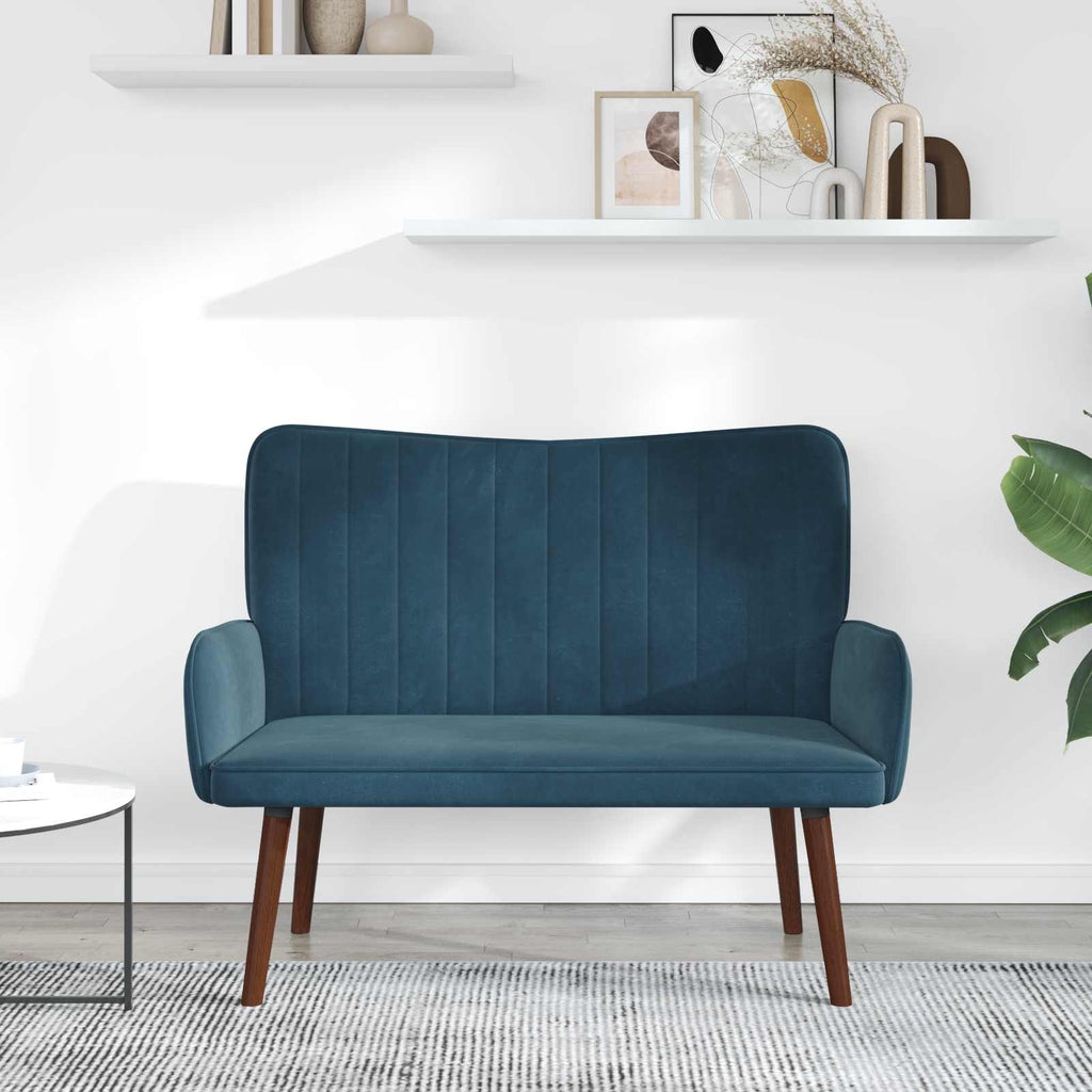 vidaXL Sofa dwuosobowa niebieski 115 x 61 x 87 cm Welur