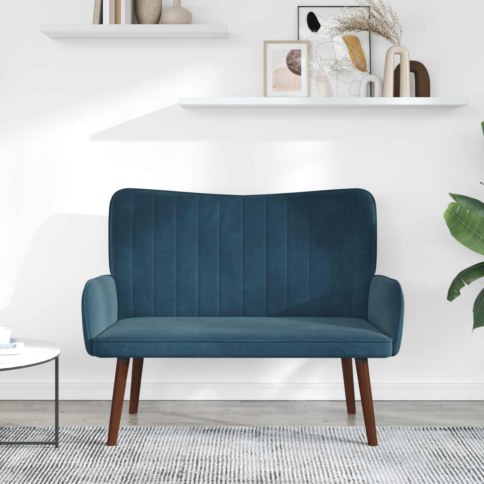 vidaXL Sofa dwuosobowa niebieski 115 x 61 x 87 cm Welur