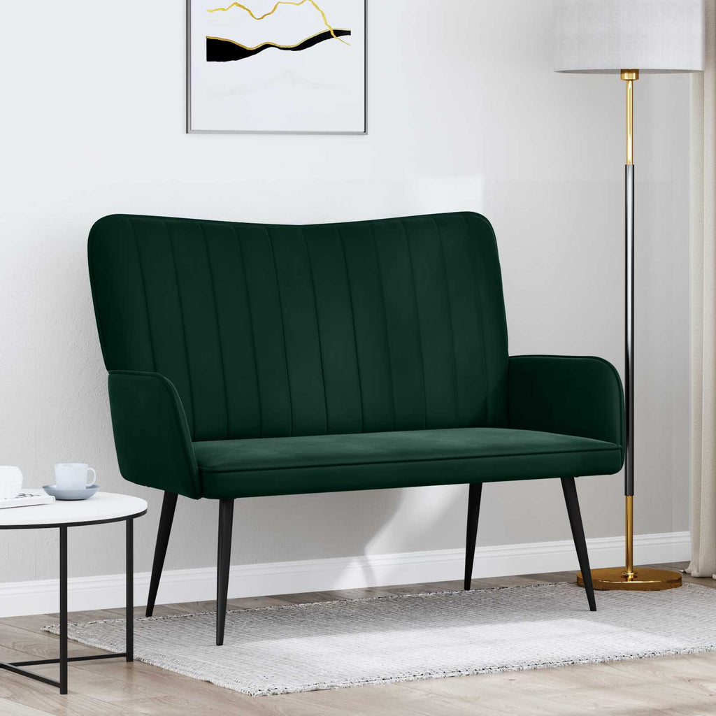 vidaXL Sofa dwuosobowa Ciemnozielony 115 x 61 x 87 cm Welur