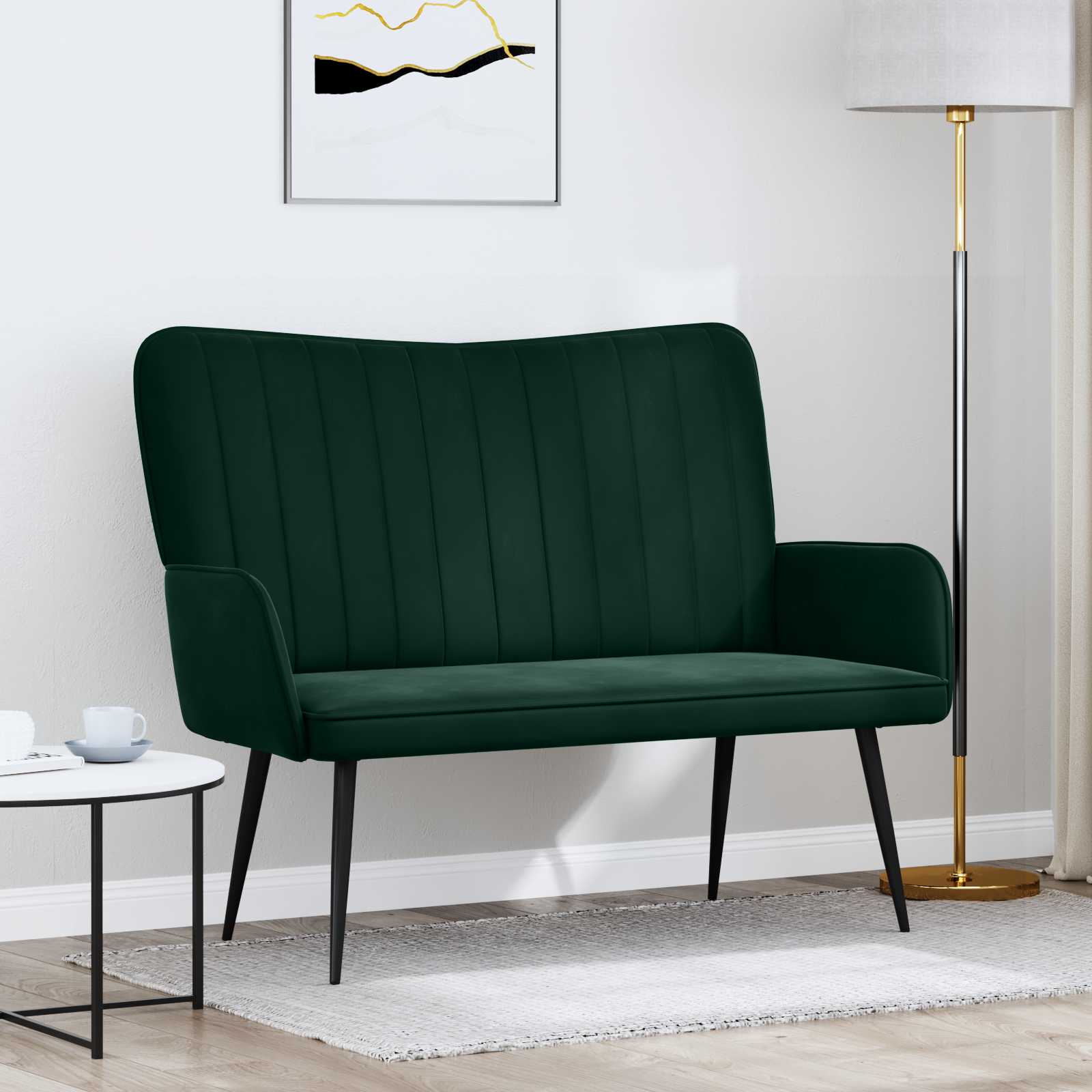 vidaXL Sofa dwuosobowa Ciemnozielony 115 x 61 x 87 cm Welur