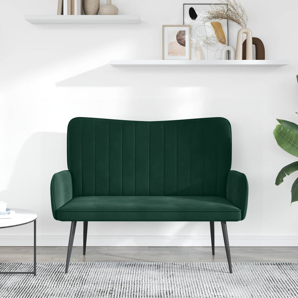 vidaXL Sofa dwuosobowa Ciemnozielony 115 x 61 x 87 cm Welur