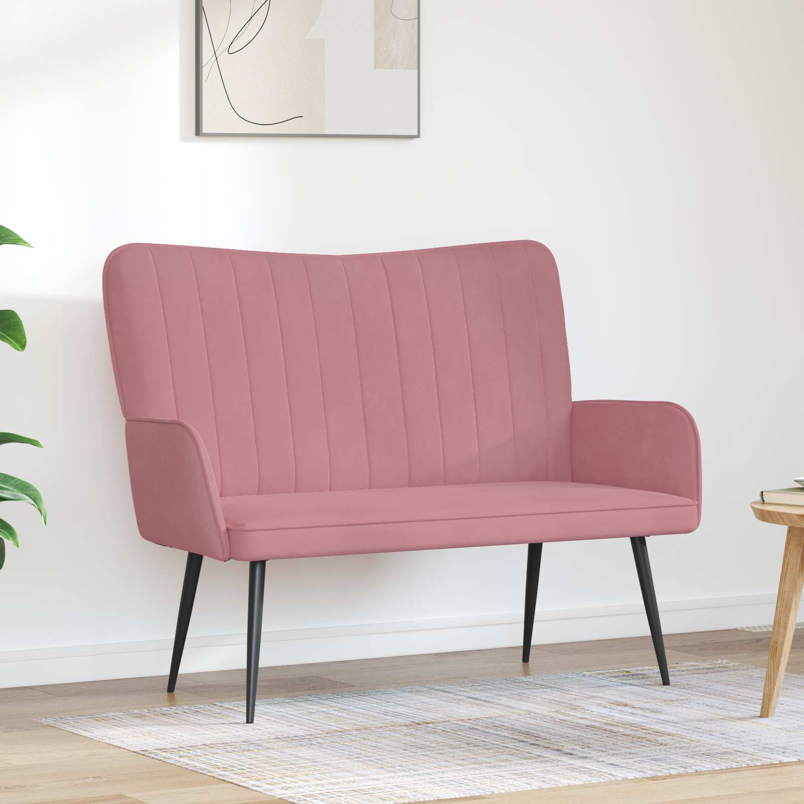 vidaXL Sofa dwuosobowa różowy 115 x 61 x 87 cm Welur