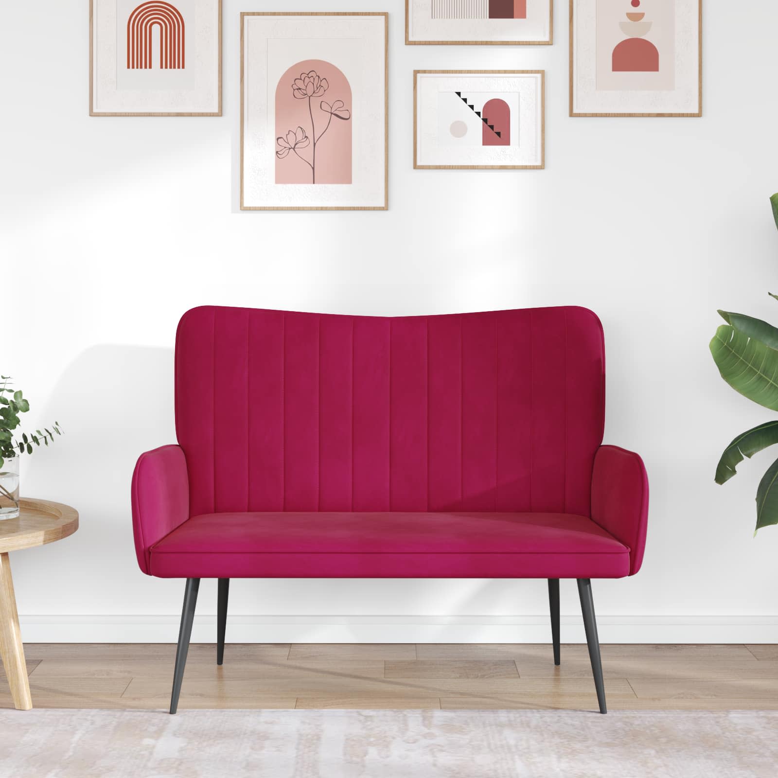 vidaXL Sofa dwuosobowa Czerwone wino 115 x 61 x 87 cm Welur