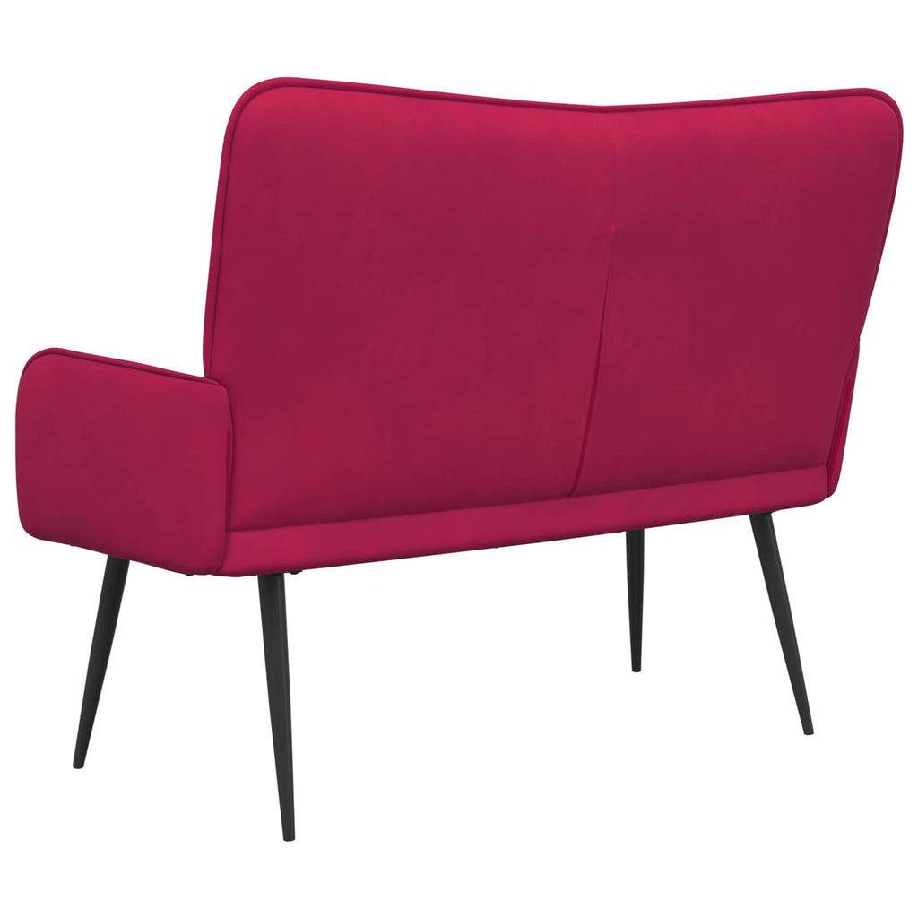 vidaXL Sofa dwuosobowa Czerwone wino 115 x 61 x 87 cm Welur