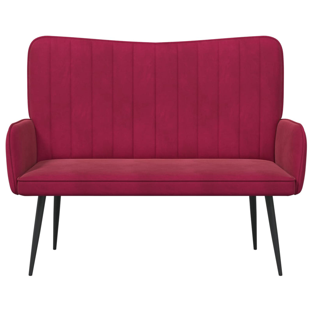 vidaXL Sofa dwuosobowa Czerwone wino 115 x 61 x 87 cm Welur