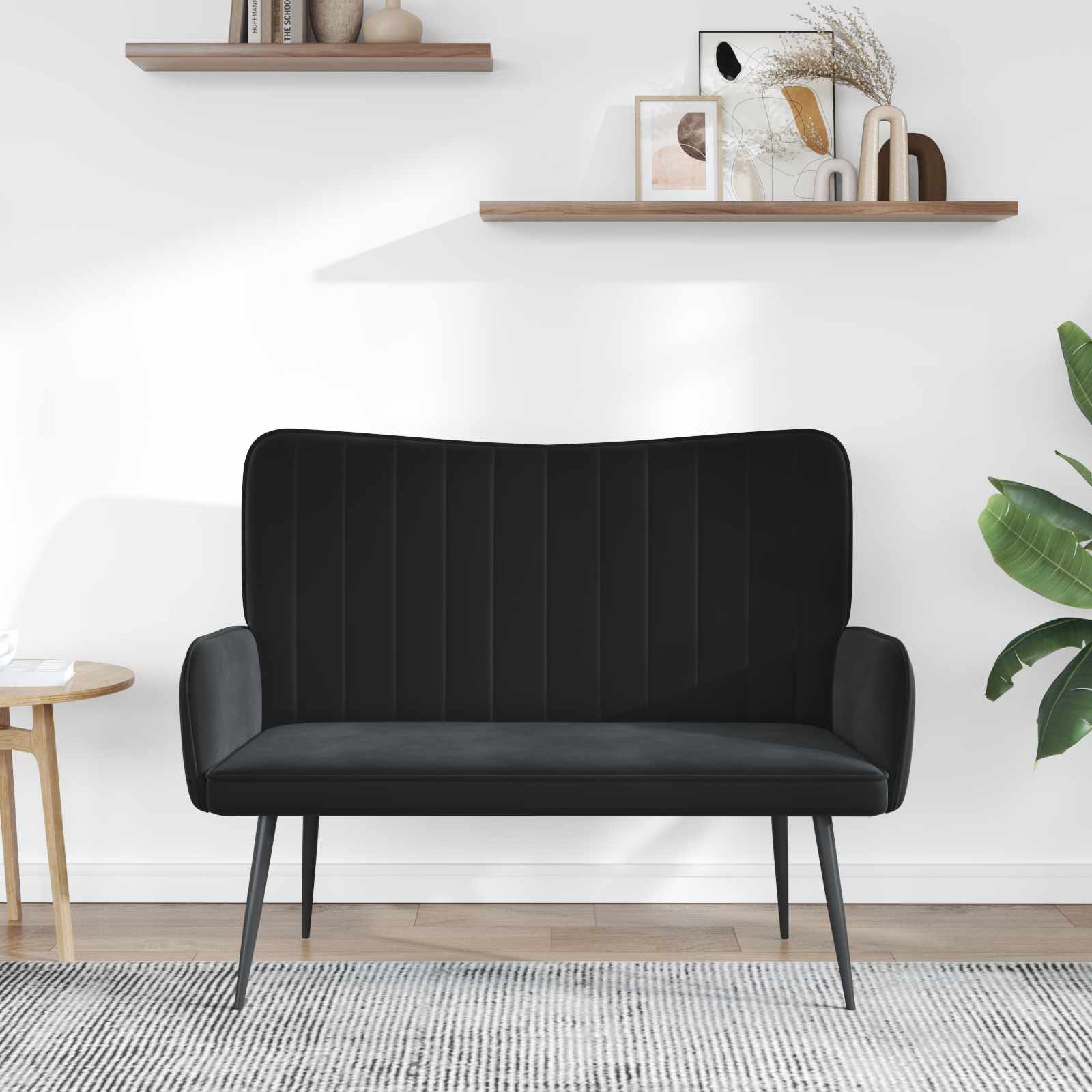 vidaXL Sofa dwuosobowa Czarny 115 x 61 x 87 cm Welur