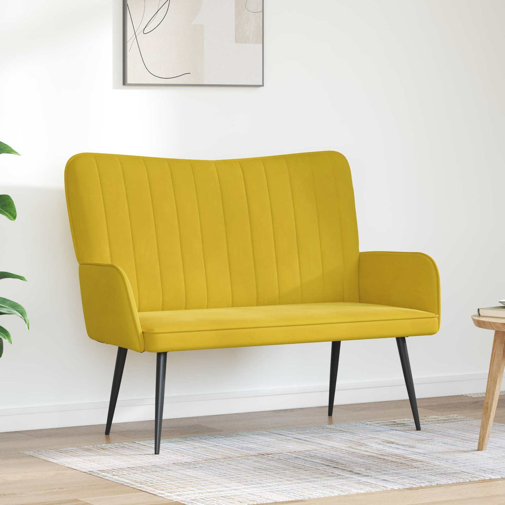 vidaXL Sofa dwuosobowa żółty 115 x 61 x 87 cm Welur