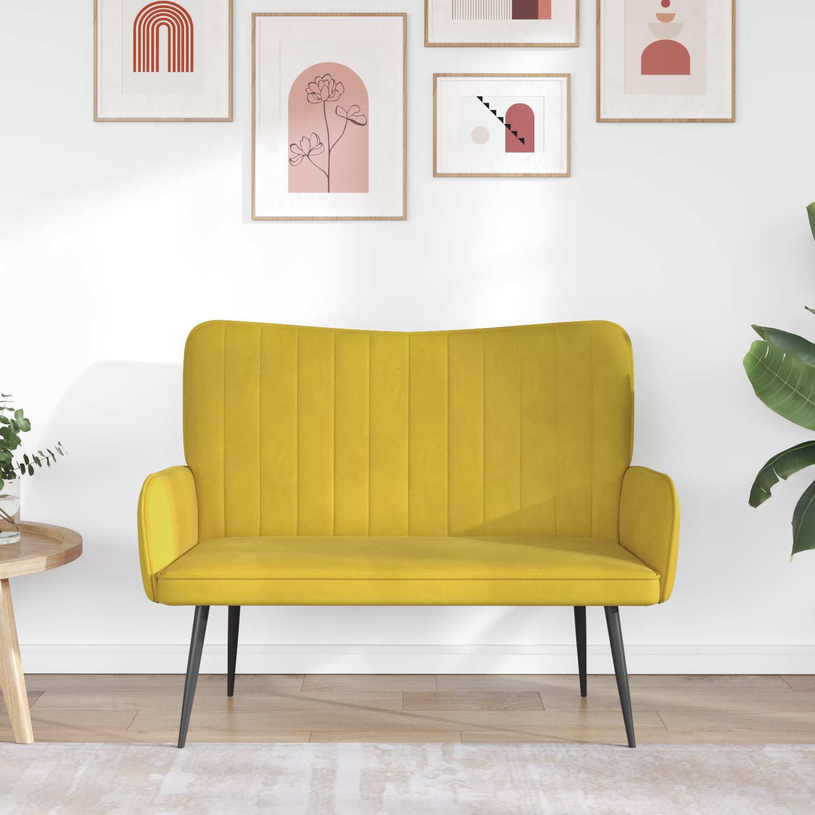 vidaXL Sofa dwuosobowa żółty 115 x 61 x 87 cm Welur