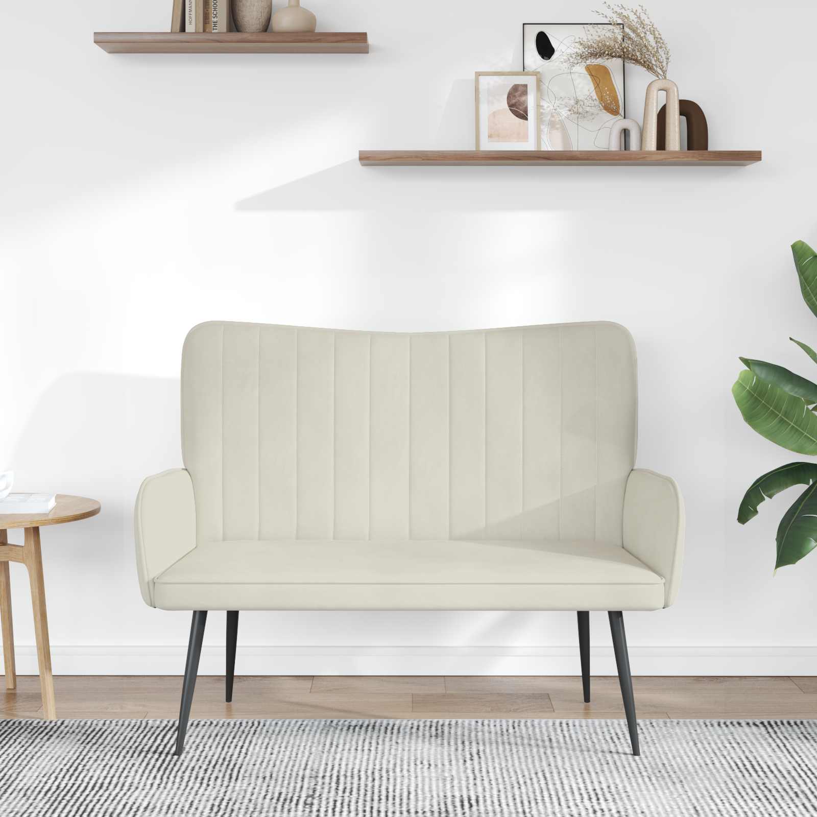 vidaXL Sofa dwuosobowa kremowy 115 x 61 x 87 cm Welur