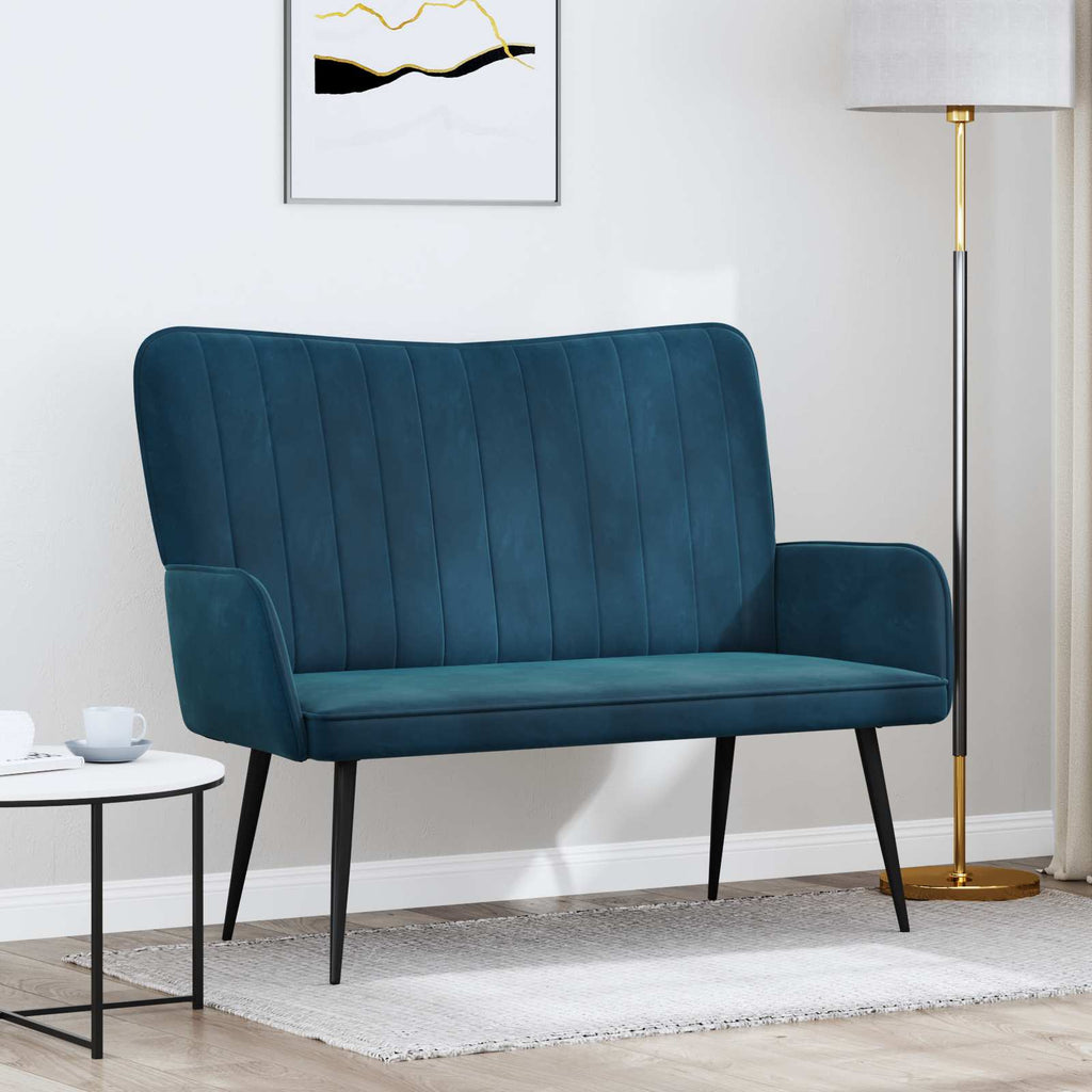 vidaXL Sofa dwuosobowa niebieski 115 x 61 x 87 cm Welur