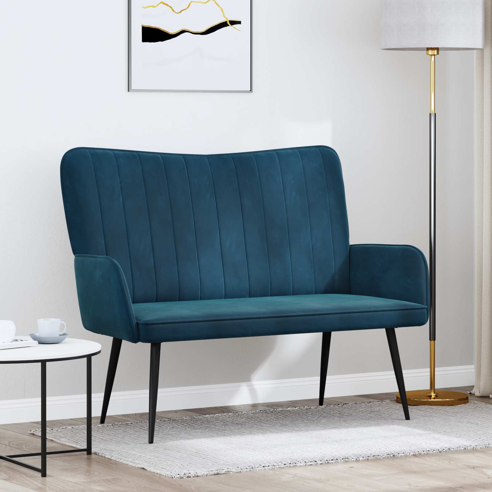 vidaXL Sofa dwuosobowa niebieski 115 x 61 x 87 cm Welur