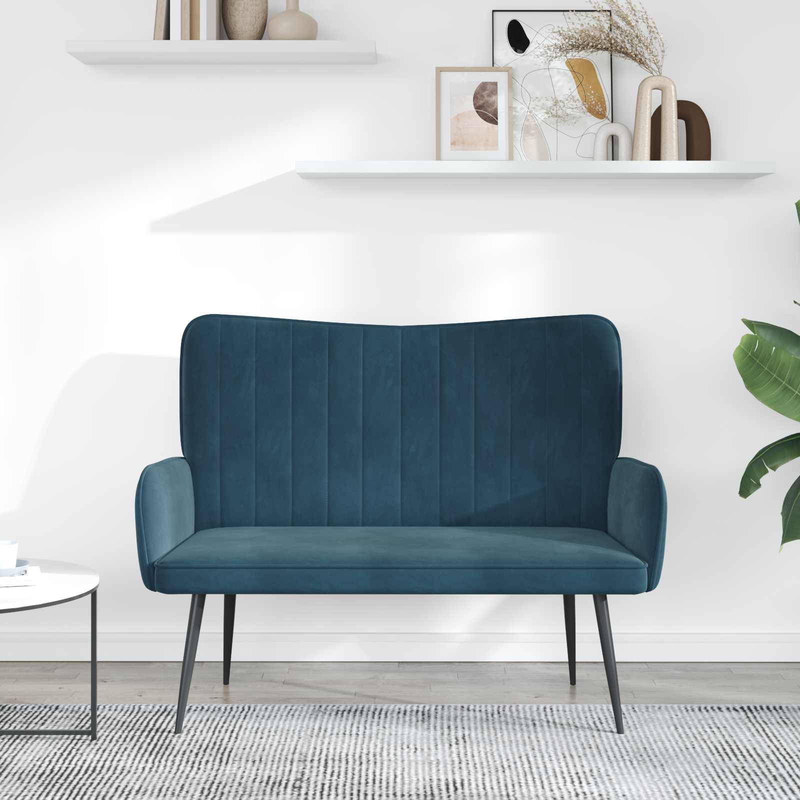 vidaXL Sofa dwuosobowa niebieski 115 x 61 x 87 cm Welur