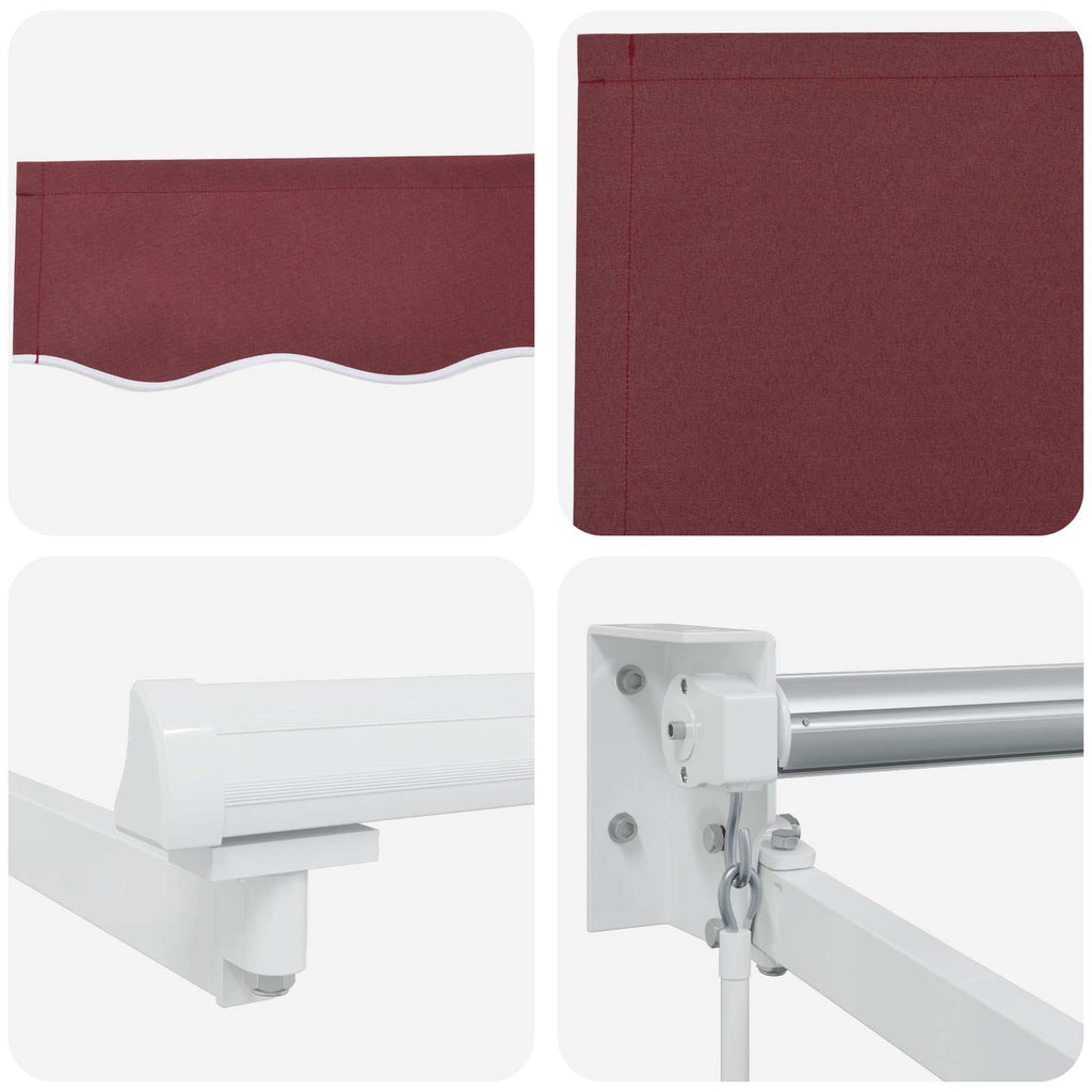 vidaXL Markiza wysuwana bordowy 3 x 2 m 100% Poliester i Aluminium