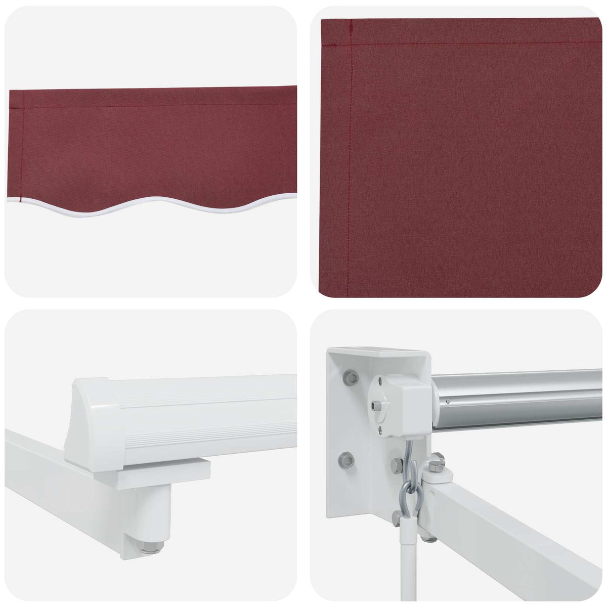 vidaXL Markiza wysuwana bordowy 3 x 2 m 100% Poliester i Aluminium