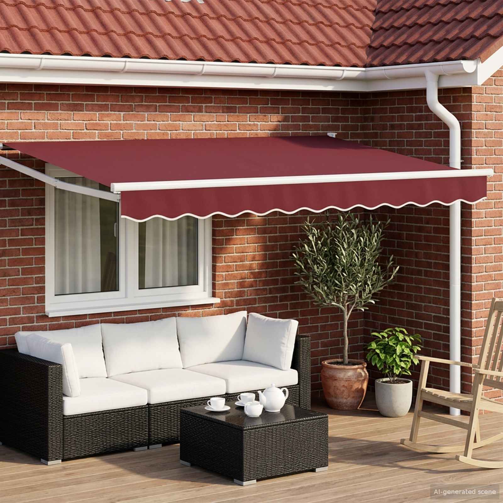 vidaXL Markiza wysuwana bordowy 3 x 2 m 100% Poliester i Aluminium