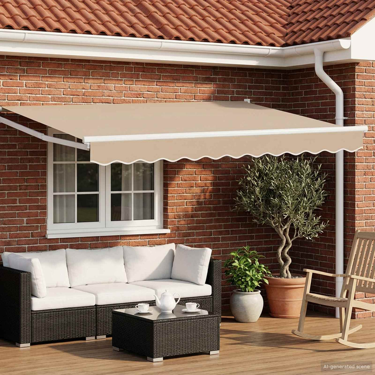 vidaXL Markiza wysuwana Beżowy 3,5 x 2 m 100% Poliester i Aluminium
