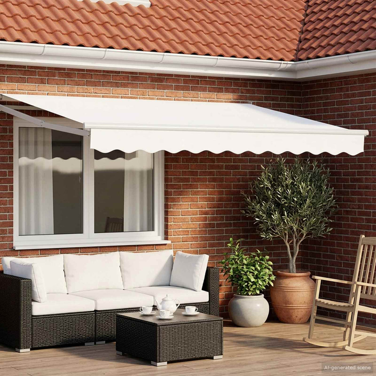 vidaXL Markiza wysuwana Biały 3,5 x 2 m 100% Poliester i Aluminium