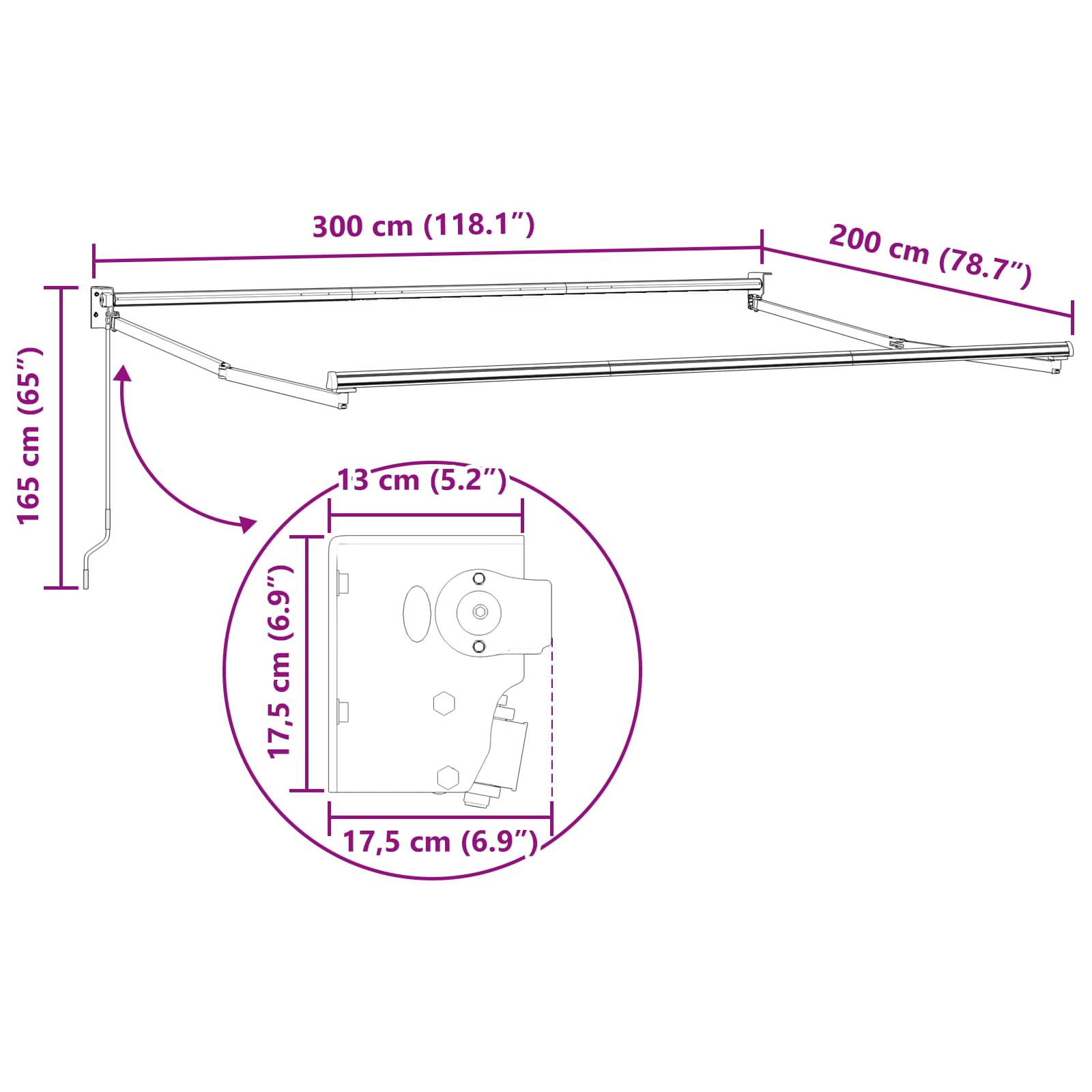 vidaXL Markiza wysuwana żółto-biały 3 x 2 m 100% Poliester i Aluminium