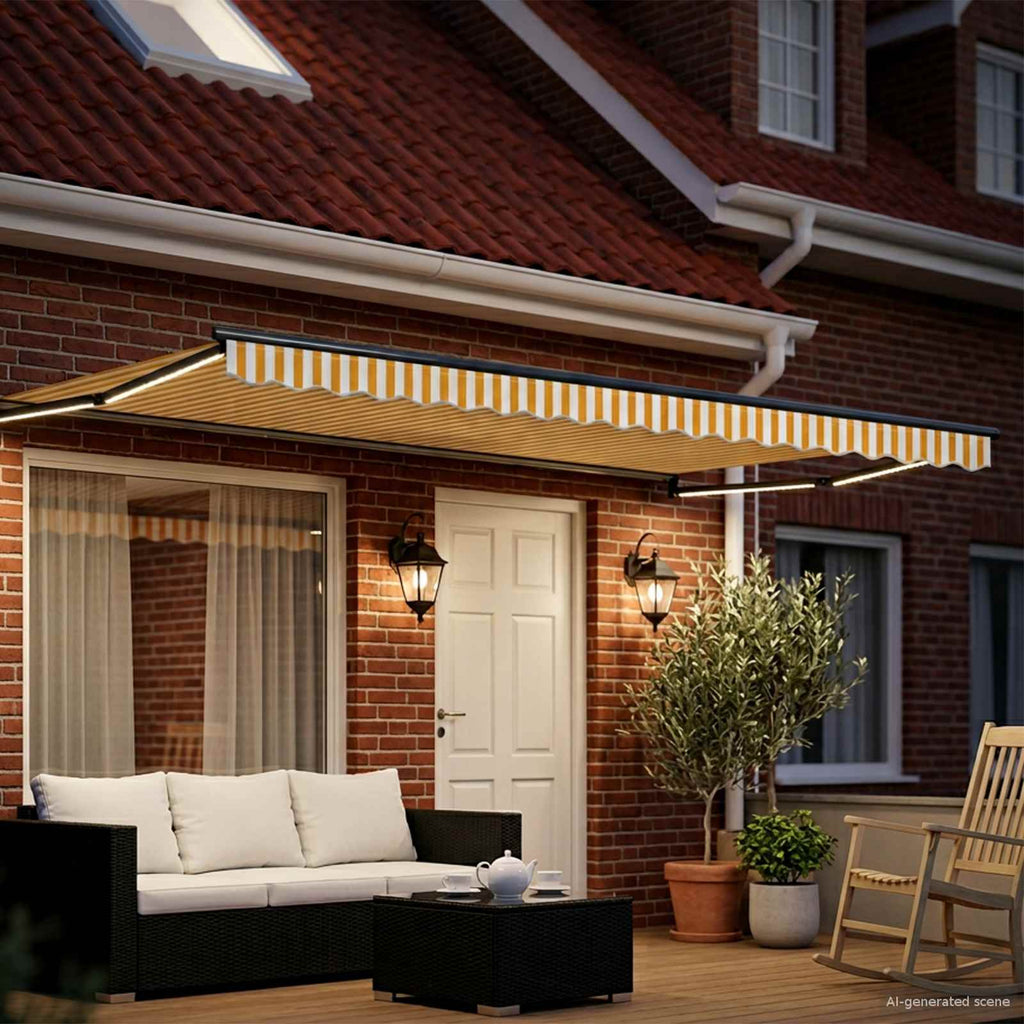 vidaXL Markiza ręczna z LEDami 4,5 × 3 m 100% Poliester i Aluminium
