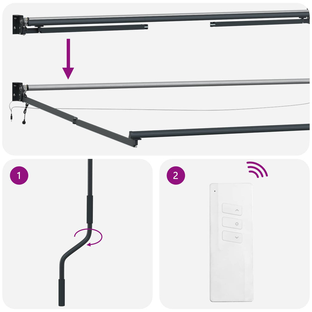 vidaXL Elektryczna Rozkładana Markiza 3 x 2 m