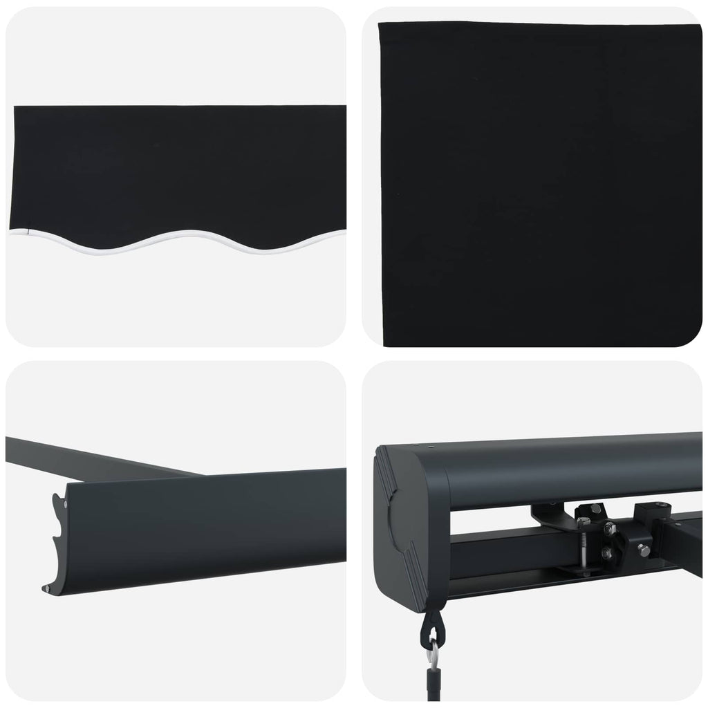 vidaXL Markiza zwijana Czarny 4 × 3 m Canvas i Aluminium