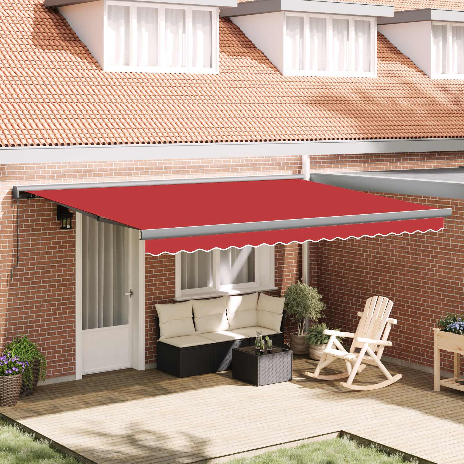 vidaXL Markiza zwijana Czerwony 4 × 3 m Canvas i Aluminium