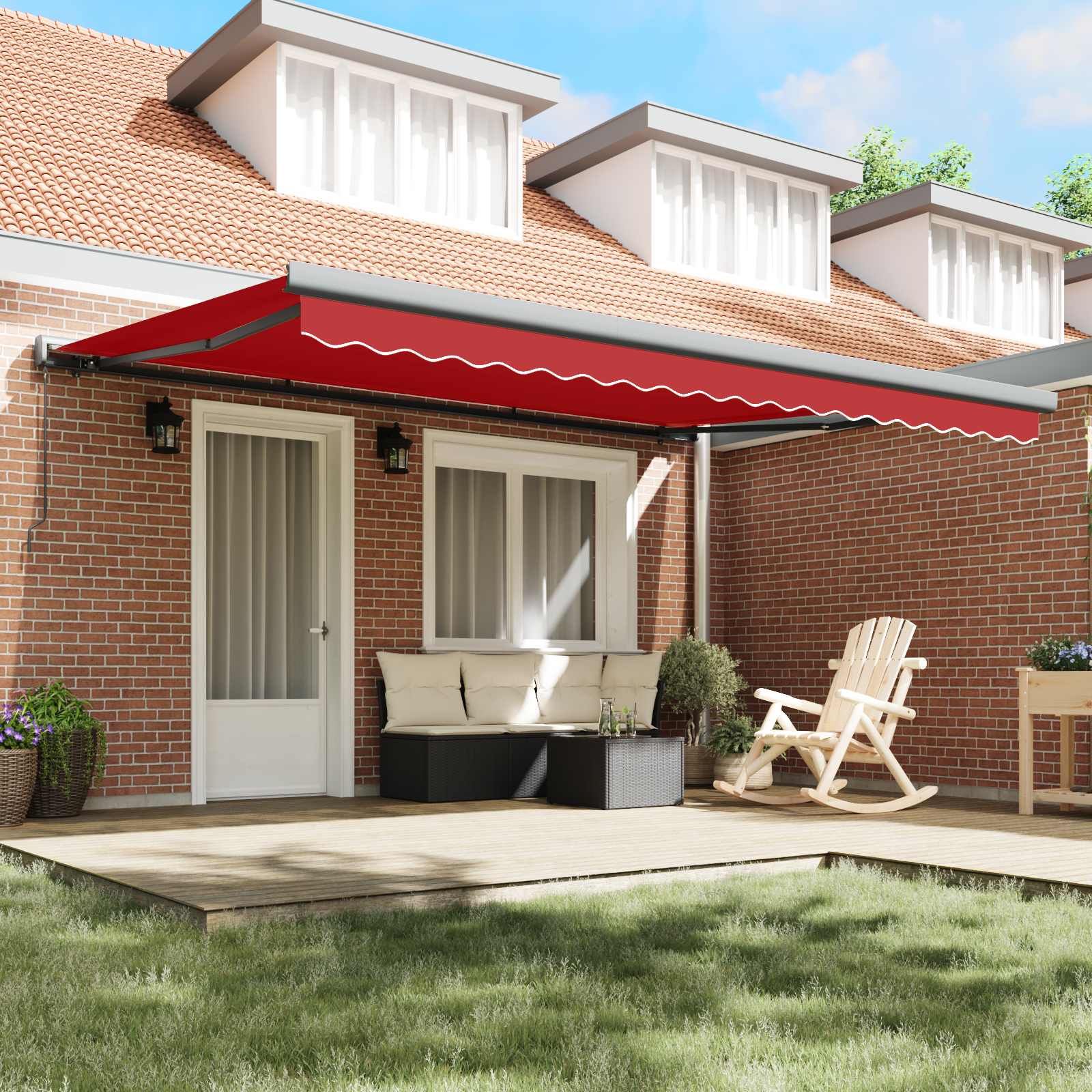 vidaXL Markiza zwijana Czerwony 4 × 3 m Canvas i Aluminium