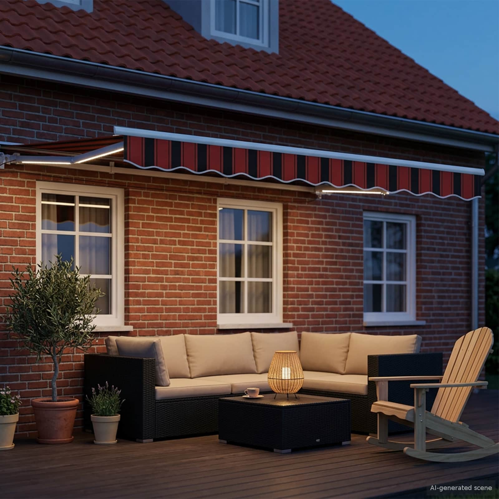 vidaXL Ręczny ramowy zewnętrzny markizowy z LED 3,5 x 2,5 m
