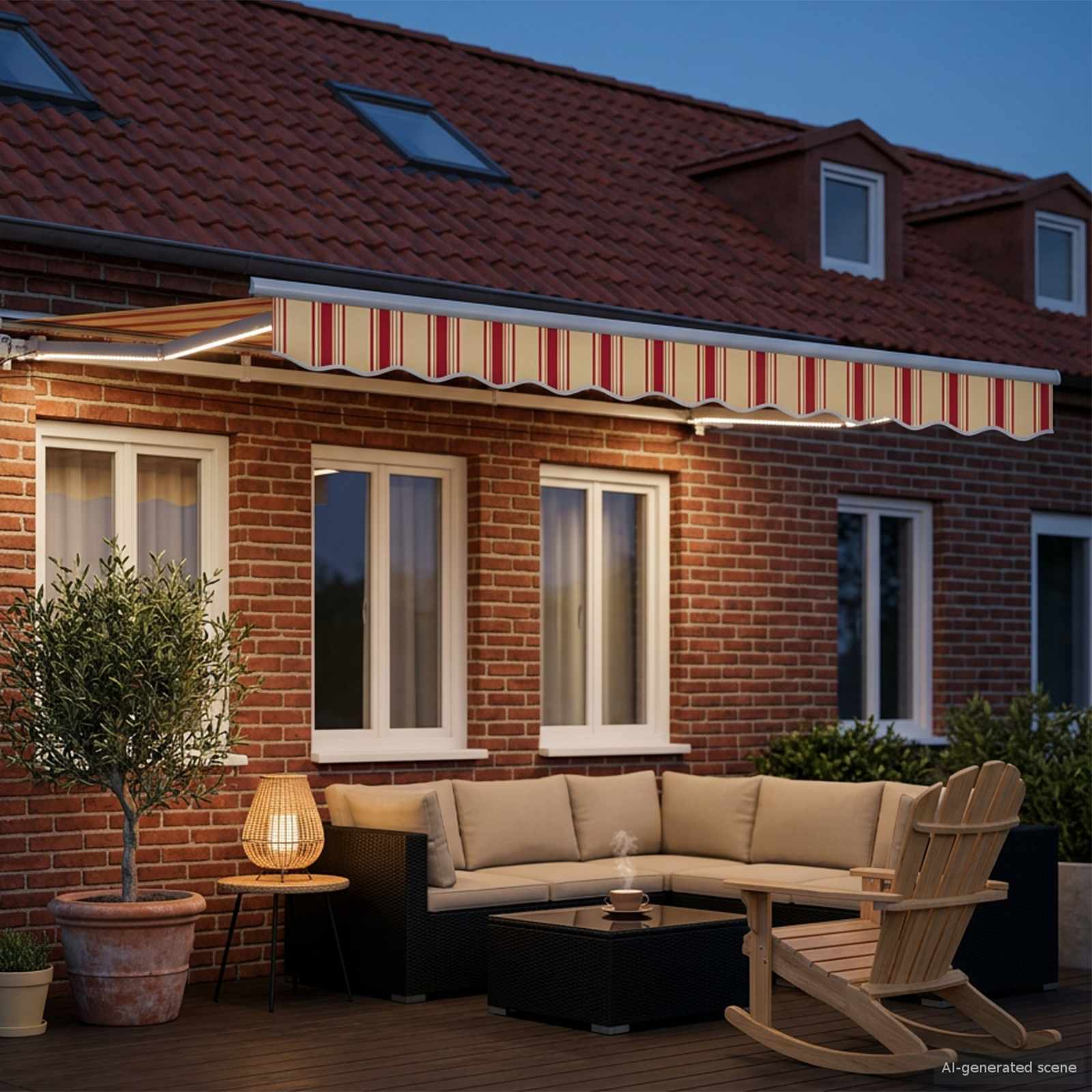 vidaXL Ręczny ramowy zewnętrzny markizowy z LED 3,5 x 2,5 m