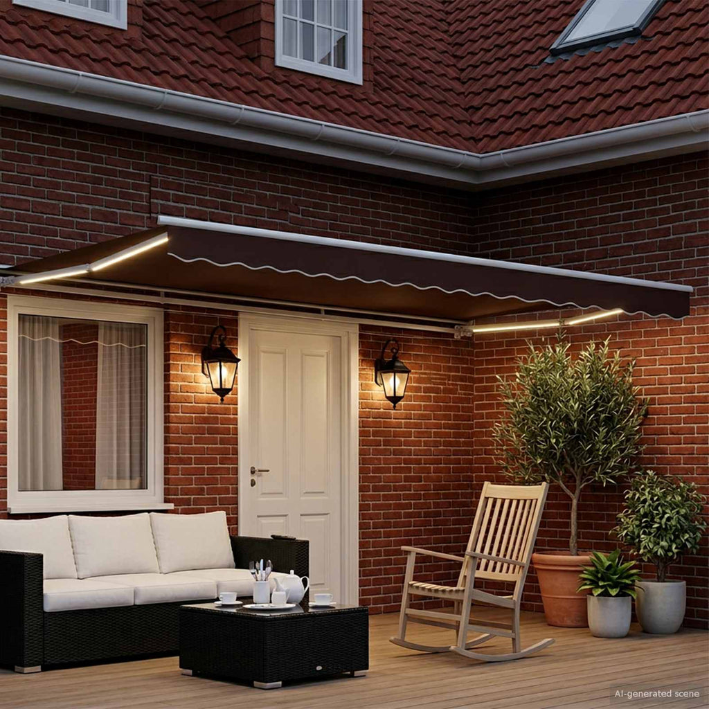 vidaXL Ręczny ramowy zewnętrzny markizowy z LED 4 × 3 m