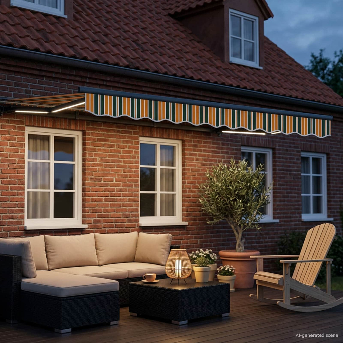vidaXL Ręczny ramowy zewnętrzny markizowy z LED