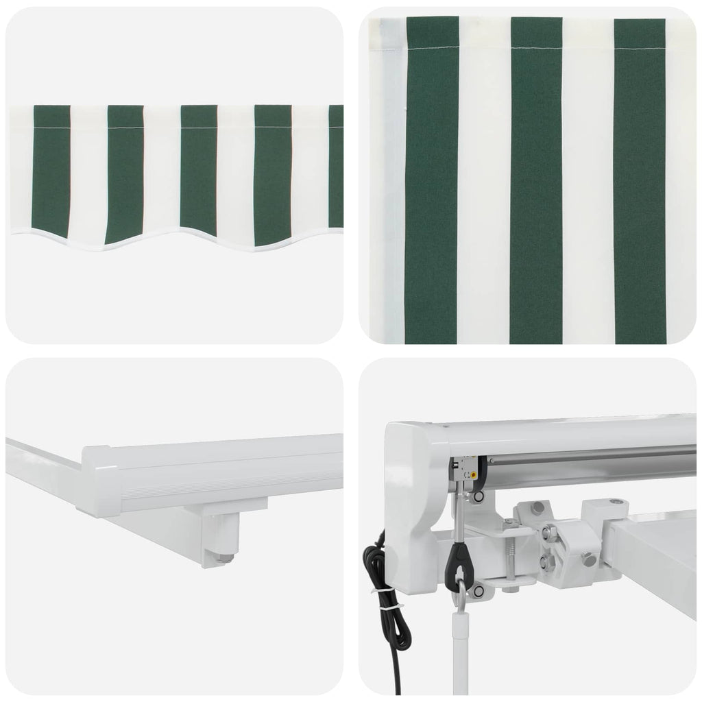 vidaXL Elektryczna Rozkładana Markiza Zielony i Biały 4,5 × 3,5 m