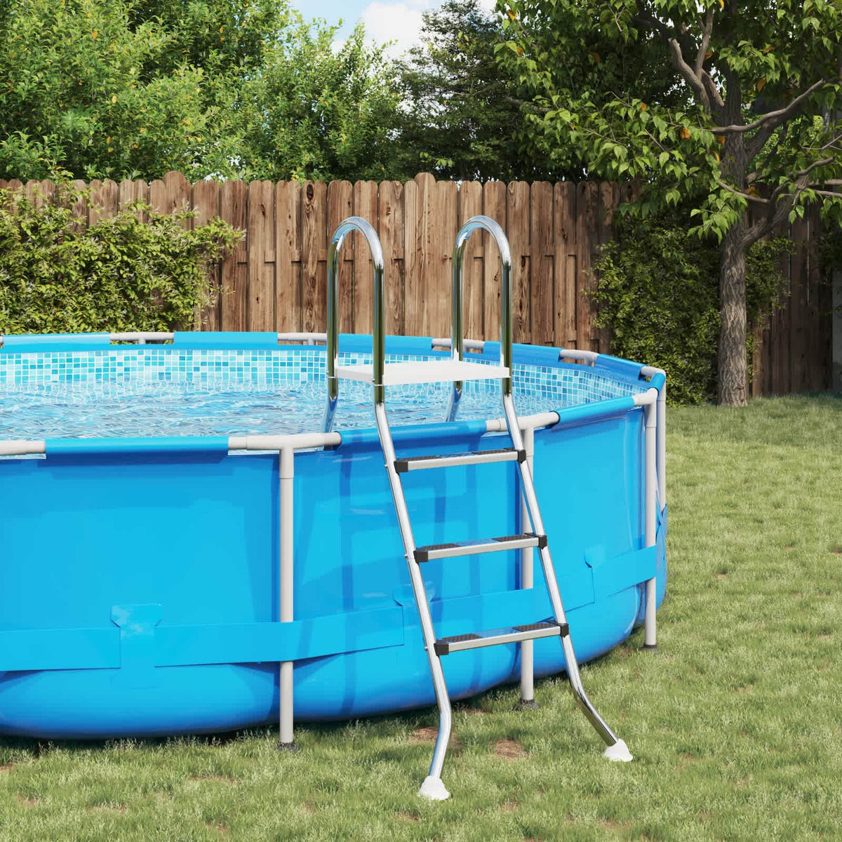 vidaXL Drabina do basenu nadziemnego 100 cm 3-Step Stal nierdzewna 304