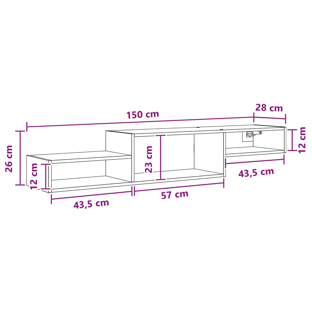 vidaXL Szafka na telewizor montowana na ścianie Do montażu na ścianie