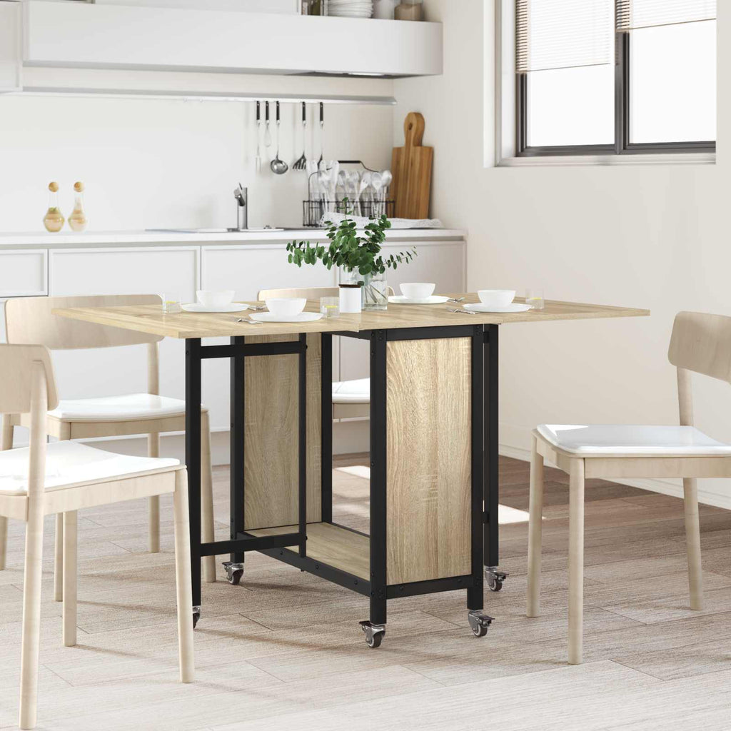 vidaXL Składany stół jadalny z kółkami 130 x 80 x 76,5 cm stal PB