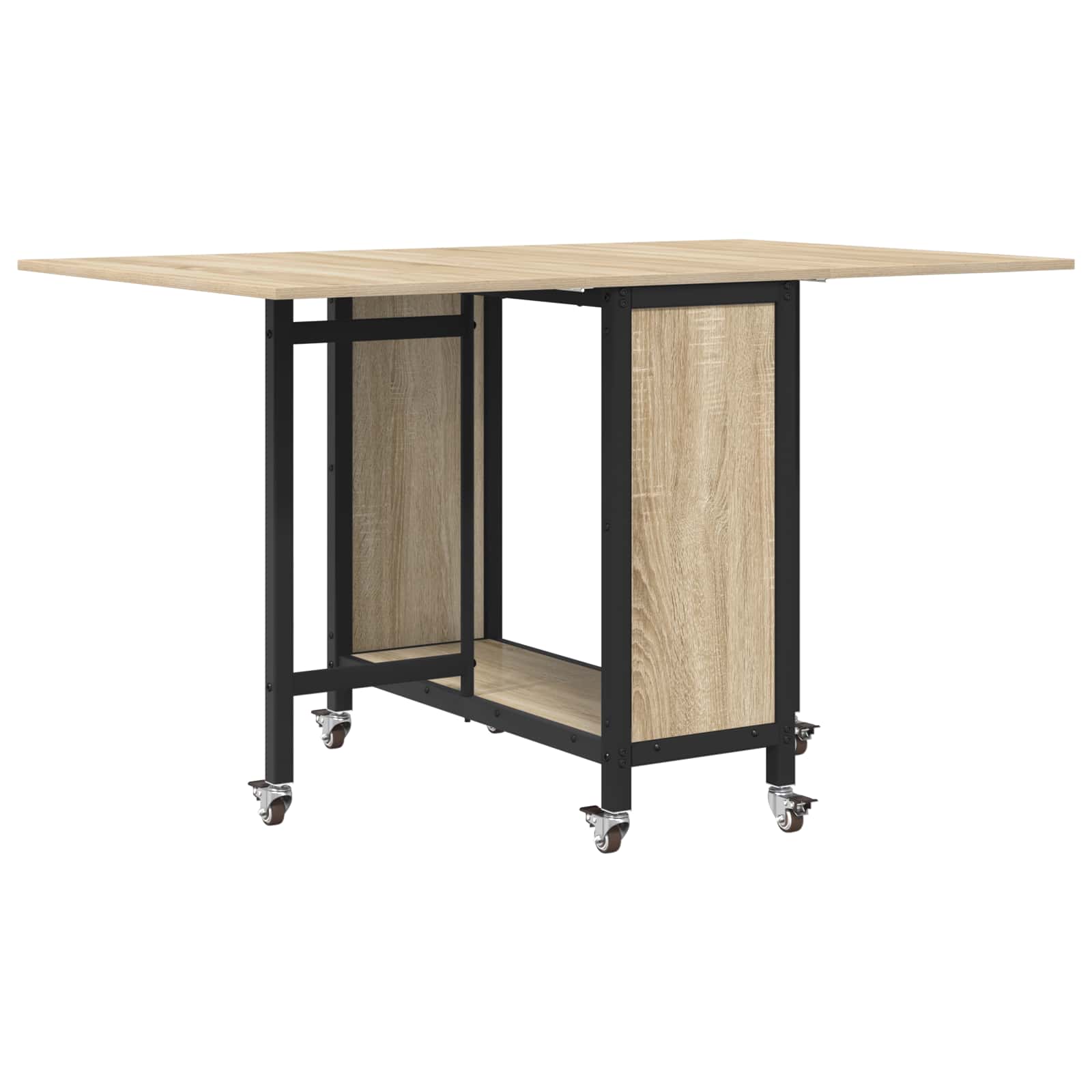 vidaXL Składany stół jadalny z kółkami 130 x 80 x 76,5 cm stal PB