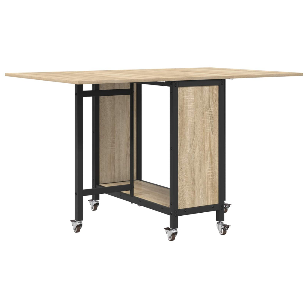 vidaXL Składany stół jadalny z kółkami 130 x 80 x 76,5 cm stal PB