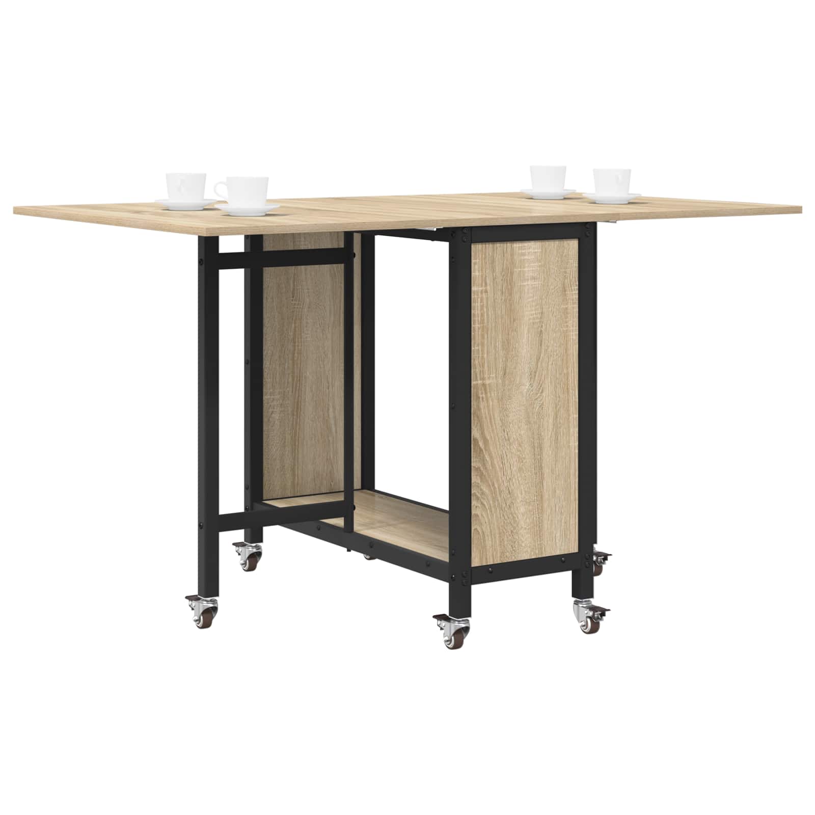 vidaXL Składany stół jadalny z kółkami 130 x 80 x 76,5 cm stal PB