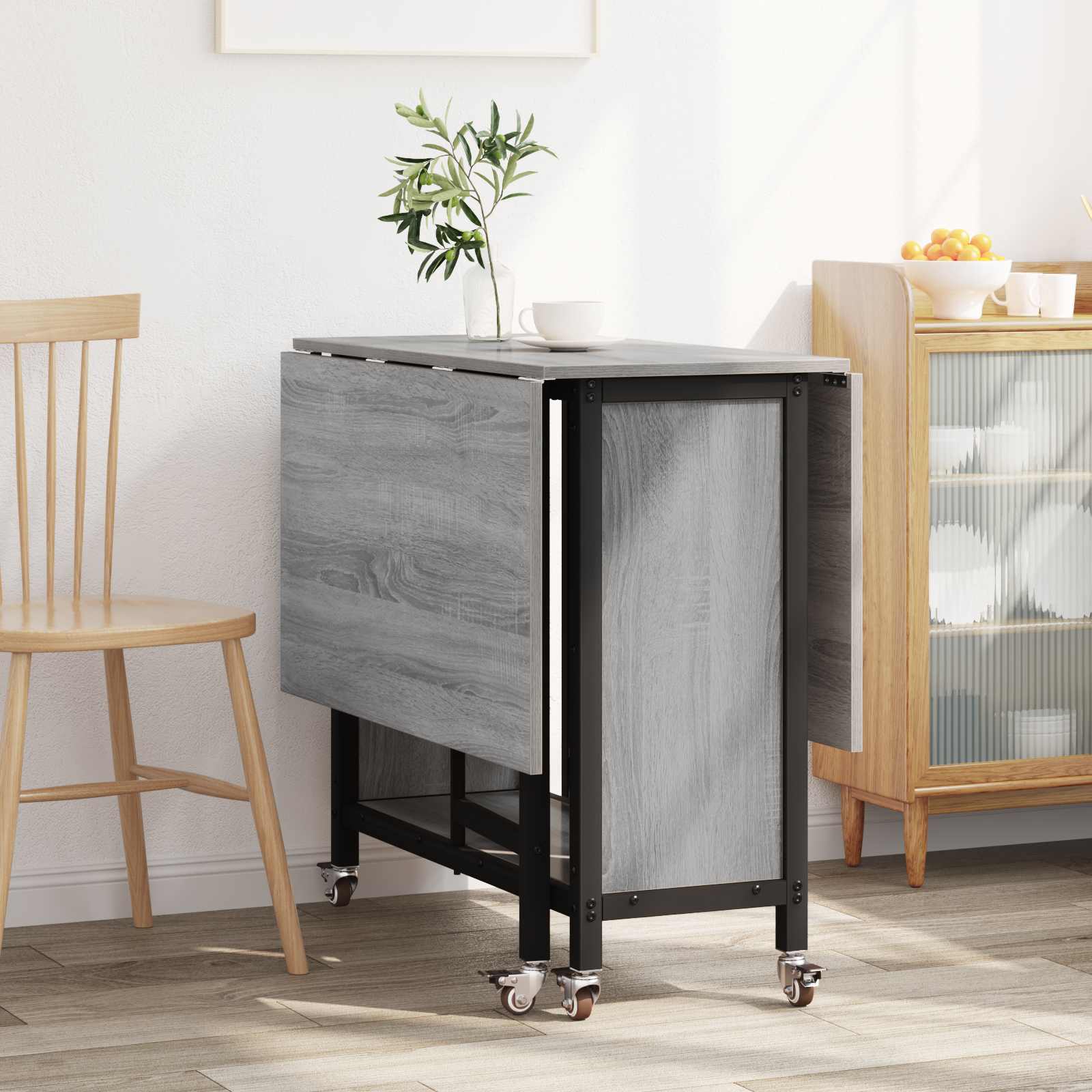 vidaXL Składany stół jadalny z kółkami 130 x 80 x 76,5 cm stal PB
