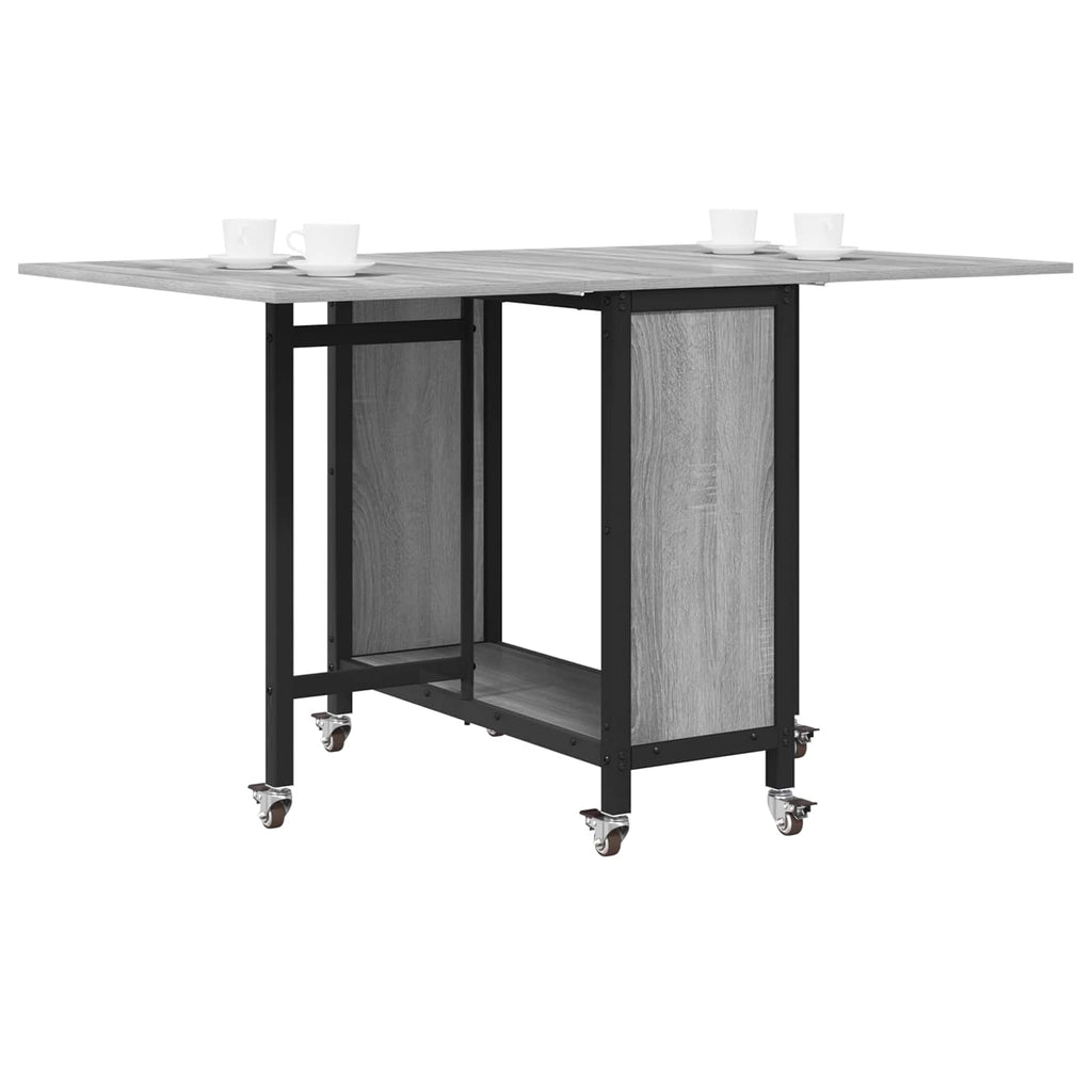 vidaXL Składany stół jadalny z kółkami 130 x 80 x 76,5 cm stal PB
