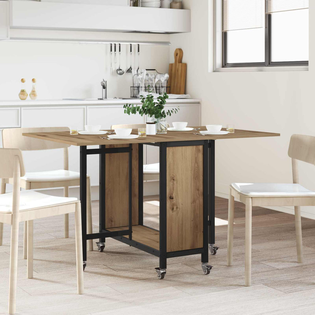 vidaXL Składany stół jadalny z kółkami 130 x 80 x 76,5 cm stal PB